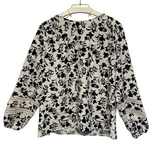 ANN TAYLOR Floral Lace Sleeve Blouse